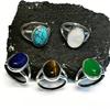 Anillo de Piedra Natural de Moda, Anillos Minimalistas Retro Europeos y Americanos para Mujer, Joyería Elegante Atemporal para el Día a Día y Fiestas