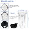 Blender 24 Oz Cups with Lids & 7 Fins Extractor Blade Replacement Parts Compatible with Nutri Ninja Auto iQ AMZ493BRN BL450-30 BL456-30 BL480-30