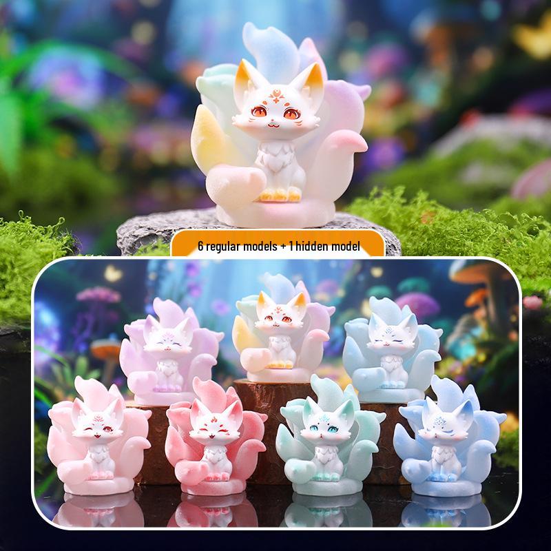 Qingqiu Nine-Tailed Fox Blind Box Figurine - Trendy New Year Gift & Desktop Decoration