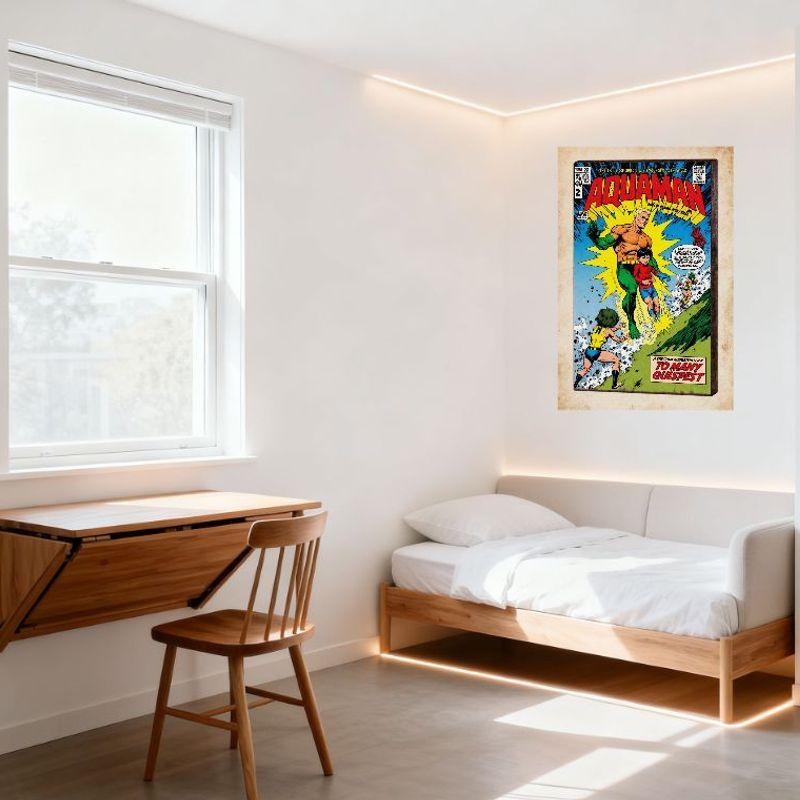 Vintage Aquaman #2 Comic Cover Metal Tin Sign, 1960s 70s Style, 35 Cents Price, Action Scene with Characters, Home Bar Man Cave