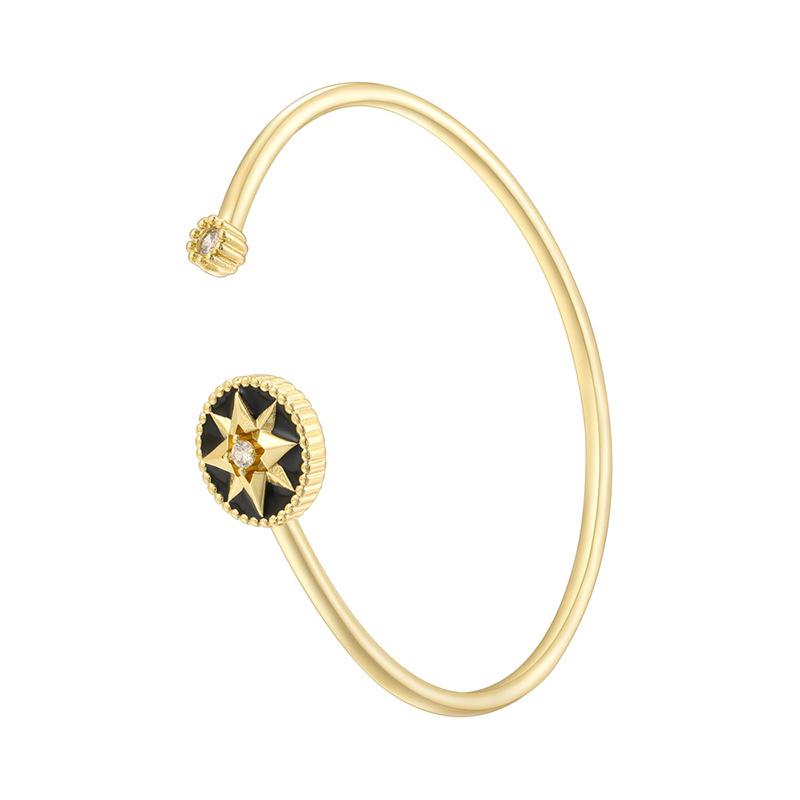 

Light Luxury Octagram Compass Bracelet Premium Sense Black Oil Dripping Star Hand Jewelry Vl542