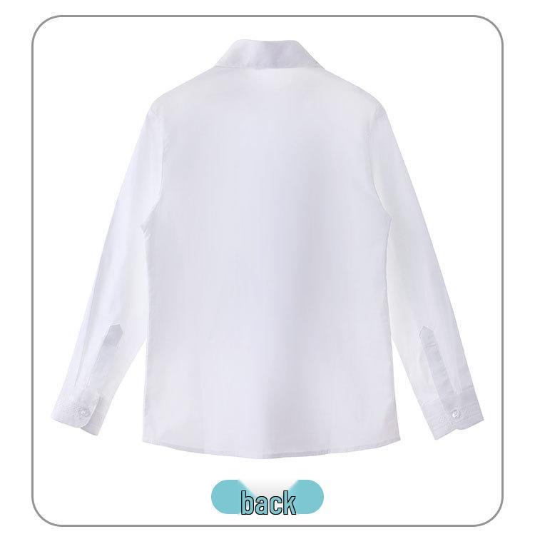 Girls' Long-Sleeve White Lace Shirt for Kids, 2023 - Pure Cotton School Uniform Blouse