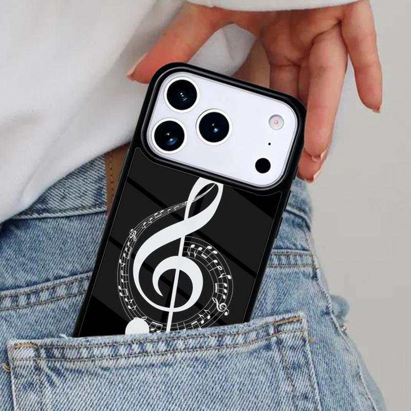 Music Note Musical Treble Clef Phone Case for iPhone 17ProMax 12 13 14 15 16e 17 Pro Max Plus Air Cover