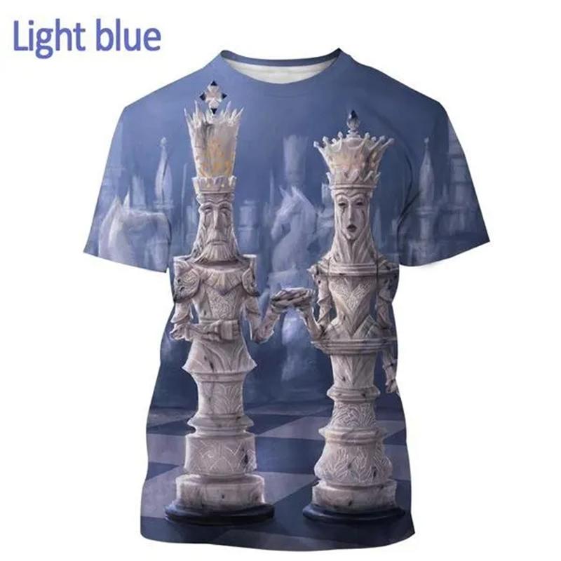 Men's 3D Chess T-shirt, Funny Graphic T-shirt, Original, Exterior, Short Sleeve, Casual, Neck, Neck, Summer Trend