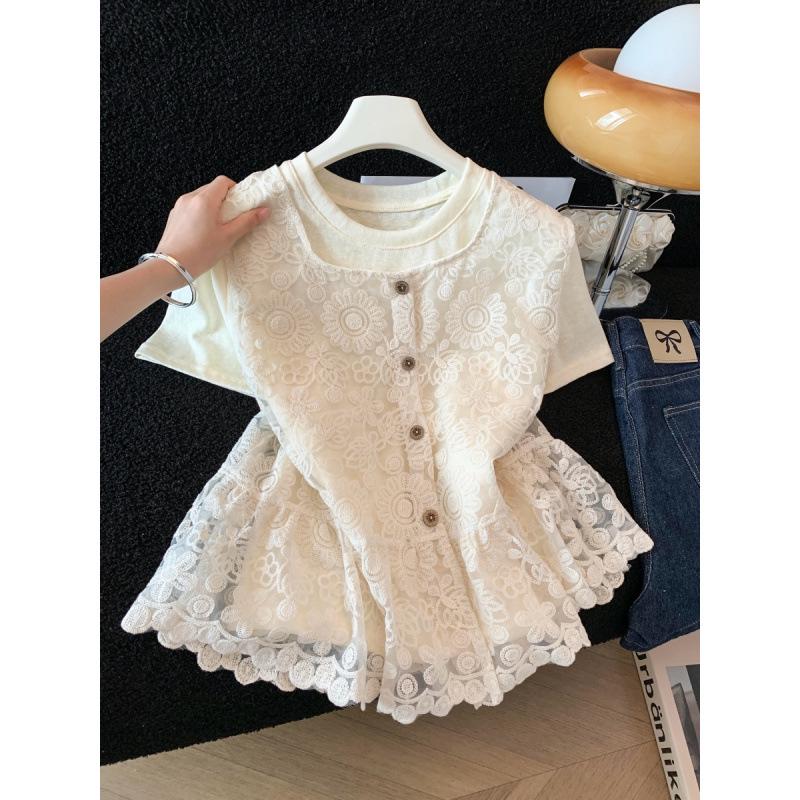 Retro Patchwork Short-Sleeve T-Shirt - Summer 2026 Style M