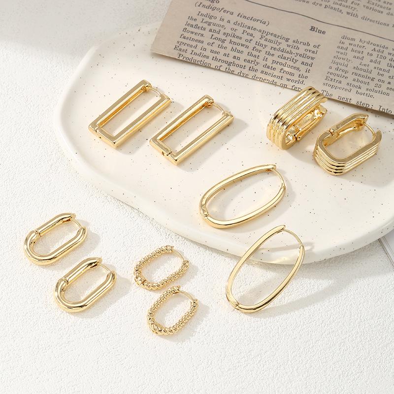 

U-Shaped Glossy Geometric Square Earrings for Women
