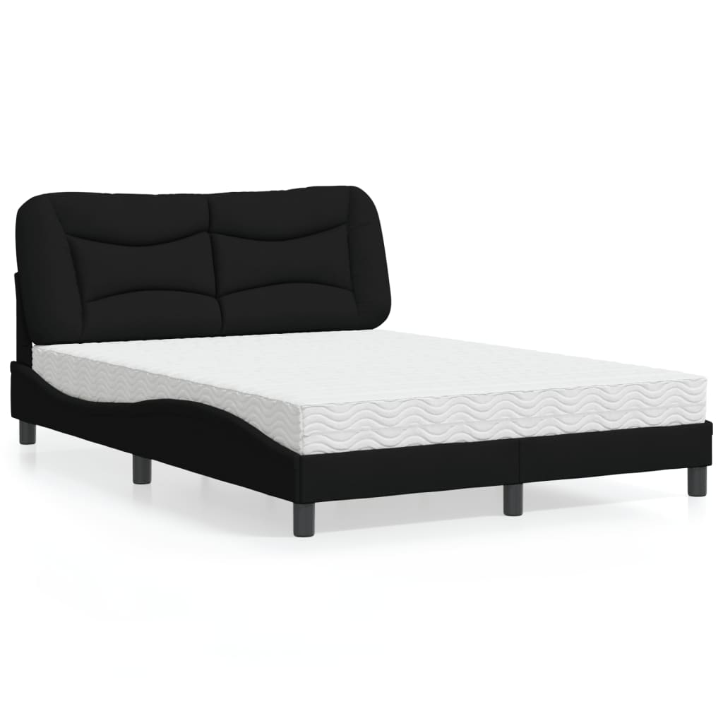 Vidaxl Bed With Mattress, Black, 120X200 Cm, Upholstered