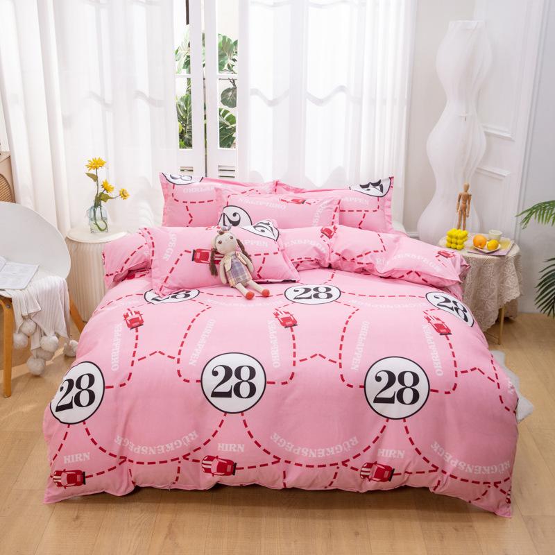 Set de lenjerie de pat nordic simplu din patru piese, cearșaf de pat, set de pilota pentru dormitor Set din trei piese