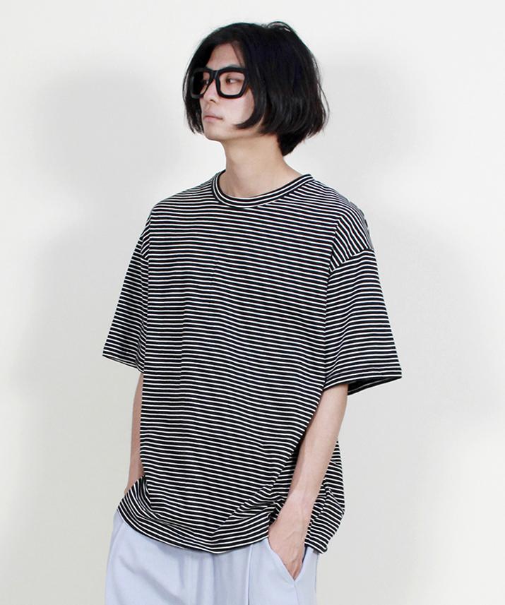 Deumakeu Oversized Short Sleeve T-Shirt Pinstripe Black