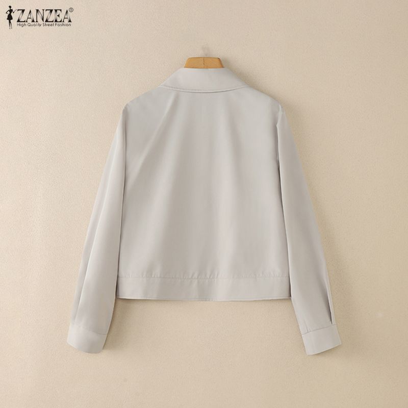 ZANZEA Women Casual Turn Down Collar Long Sleeve Blouse