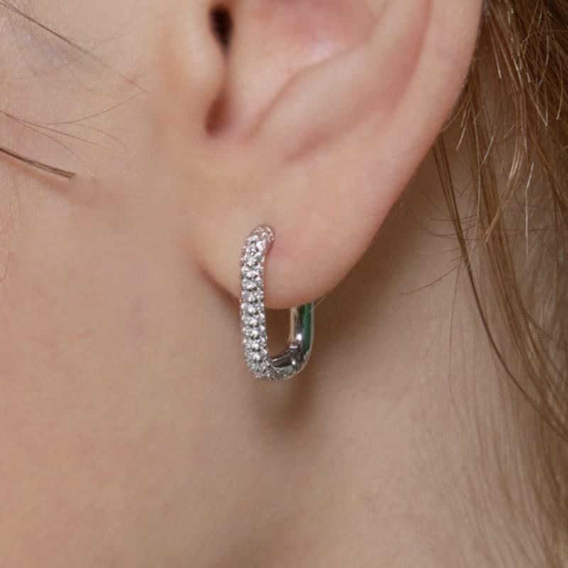 GEIGER Jewelry Cubic Square One-Touch Silver Earrings GISVEE110