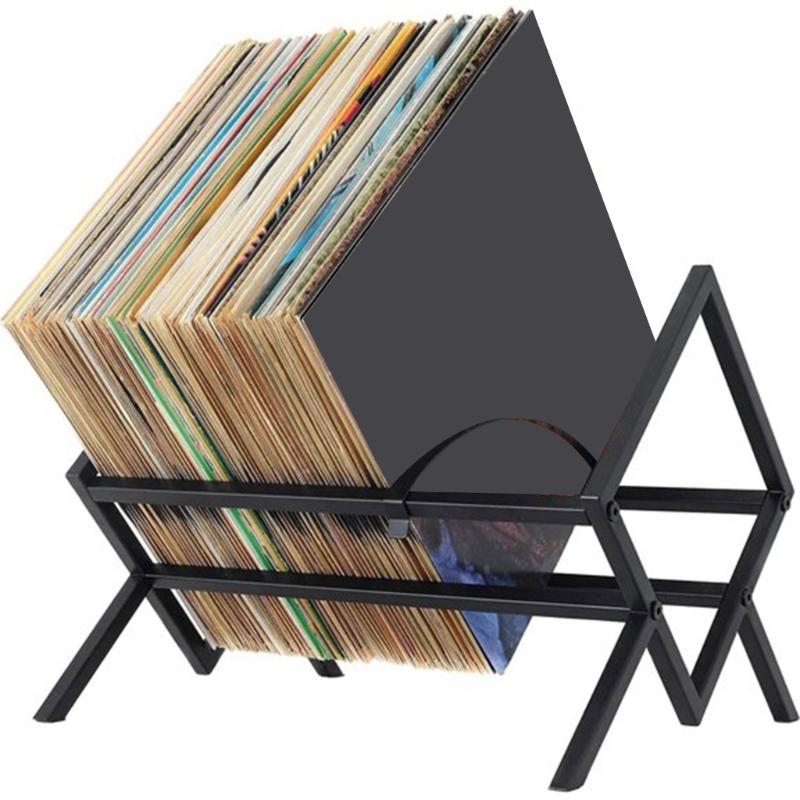Elegant Album Display Shelf, Clear Metal Storage Stand Home Accessory with Solid Metal Base Desktop Record Organizes
