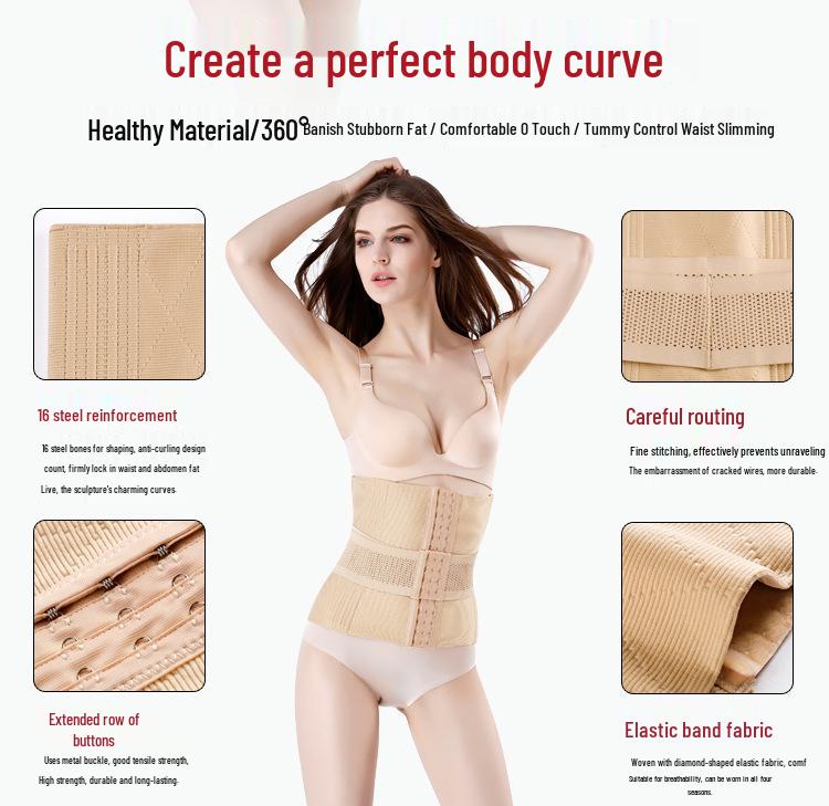 Slim Flex 5638 Tummy Control Waist Cincher - Long Style, Steel Bones Body Shaper