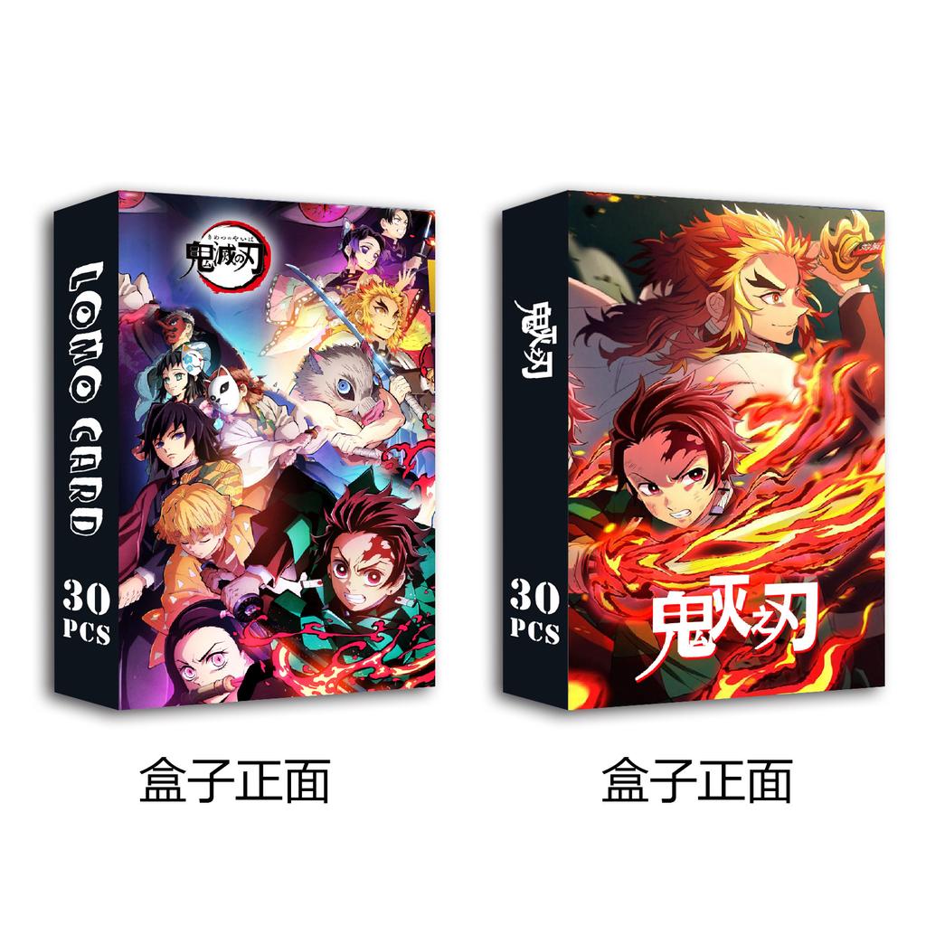 Beautiful Demon Slayer Double Sided Lomo Cards 30 Pcs Boxed HD Printed Anime Peripheral Cards For Anime Fans As Bookmark Greeting Card