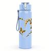 1PC Twin Butterfly Heart 750ml Color Plastic Sports Water Bottle Leakproof Flip Straw Lid Suitable for Sports Office Home Use