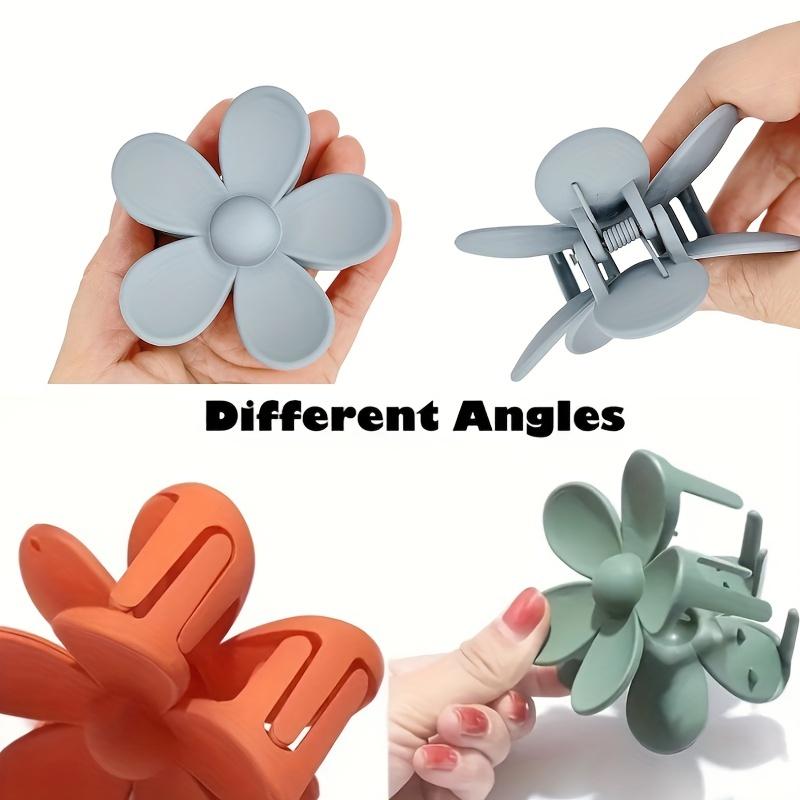 8PCS/SET Ladies Multi-color Matte Texture Flower Shaped Plastic Hair Claw Combination Set Bohemian Style Long Hair Thick Hair Su