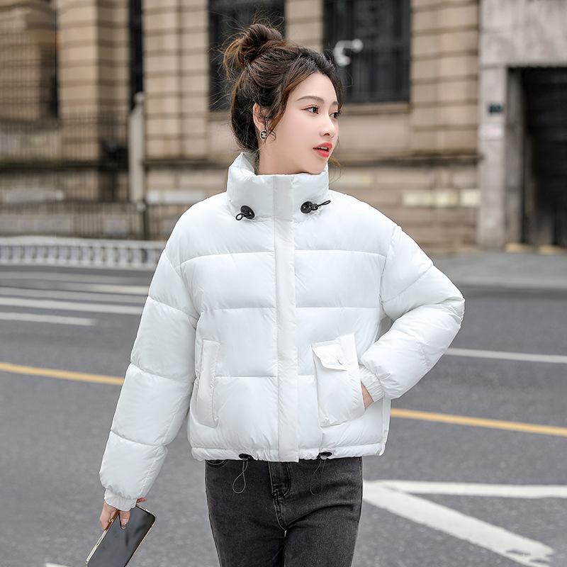 

Хлопковая куртка женская короткая свободная со стойкой воротником новая стеганая куртка женская зима 2025 утолщенная хлопковая куртка M белый