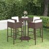 Day and Night - Day and Night 5-piece Garden Bar Set and Brown Synthetic Rattan Cushions