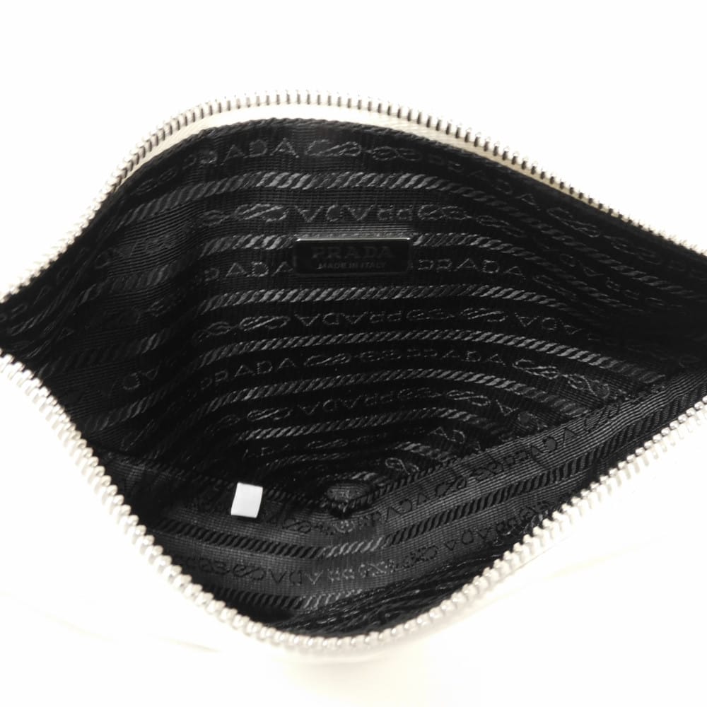 Used 11569 Triangle Mini Bag 1BC543 2BYA F0009 7921 Calfskin Chain Bag 2WAY RFID IC Logo Embossed Bianco Women's from