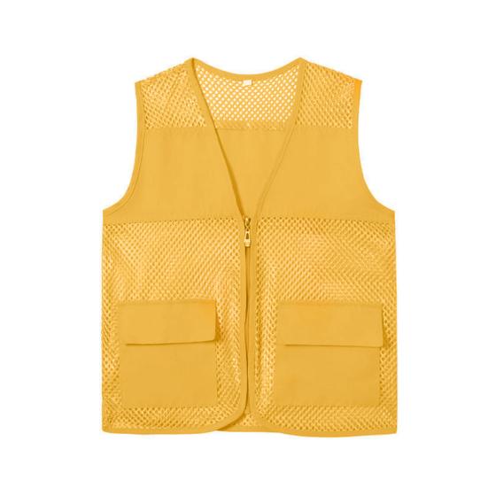 Vydutá léga na zip Dvojité kapsy Pracovní vesta s výstřihem do V Světlá barva Unisexová vesta volného střihu