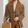 Spring New Women's Fashion Style Suede Loose Pocket Lapel Button Blazer