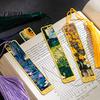Delicate Pattern Bookmark Metal Bookmarks with Tassel, Hollow Out Oil Painting Theme Book Miniature Decorative Page Mark, Reading Accessory