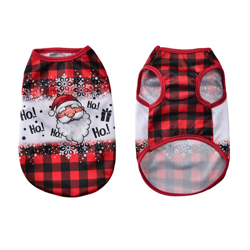 Christmas Pet Clothes Cute Breathable Vest Coat Holiday Deer Santa Claus Print Puppy Costume For Small Medium Dog Cats Yorkshire