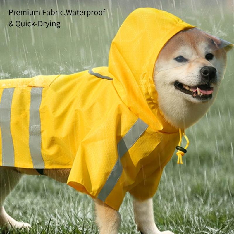 Breathable Reflective Dog Rain Suit Easy Wear 2 Leg Design Rain Jackets For Small to Large Dog Rainy Day Outdoor Activity