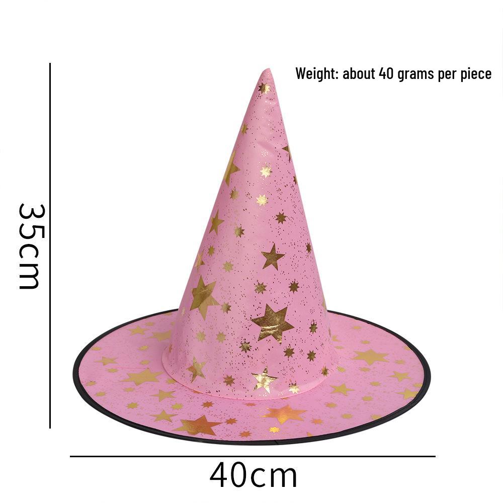 Wizard Costume Halloween Hat with Five-Pointed Stars for Kids and Adults