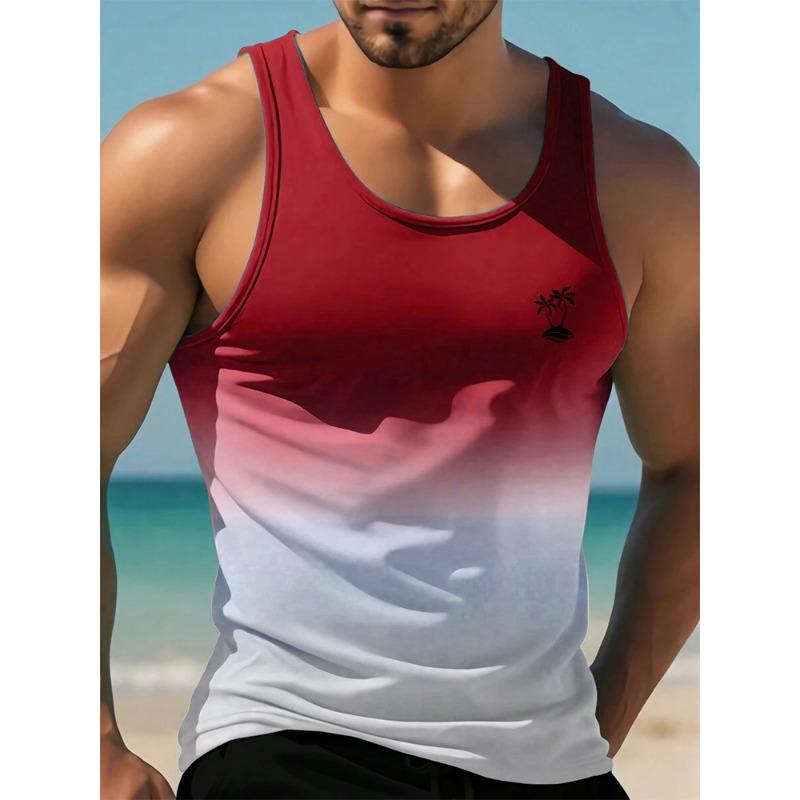 2026New Summer Casual Men s Sleeveless T-shirt Hawaiian Style Men s Fashion Crew Neck Tank Top Outdoor Beach Men s Tank Top S