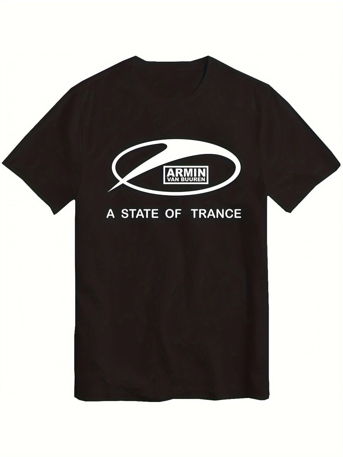 Armin Van Buuren A State of Trance Graphic T-Shirt - Men s Casual Black T-Shirt with Bold White Print XS