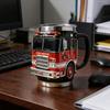 Portable Insulated Fire Truck Shape Coffee Cup with Detailed Design Drinking Cup Suitable for Gift Givings or Individual