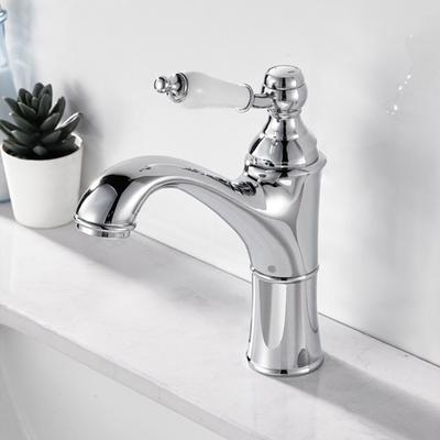 Grifo de Lavabo Baño Monomando Frío y Caliente Cromado Grifo Mezclador Clásico Grifo de Latón Macizo Grifo para Lavabo