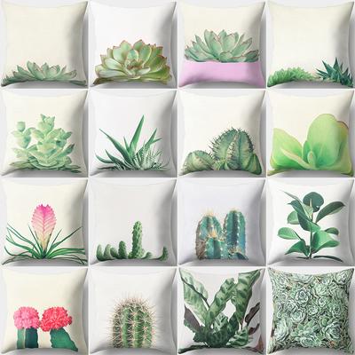 Cartoon Pattern Succulent Cactus Car Cushion Creative Home Office Pillow Cover
