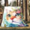 1pc Cat Floral Outdoor Blanket - Soft Flannel Cozy for Travel & Camping - All-Season Warm Bed Cover, Machine Washable Yy251229067