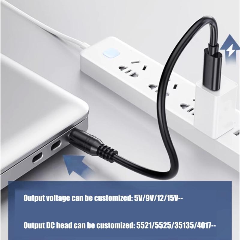 USB C PD to DC5521 12V Adapter Cable Power Charging Cord for Outdoor Use and Travel,Easy Connecting Electronic Accessory