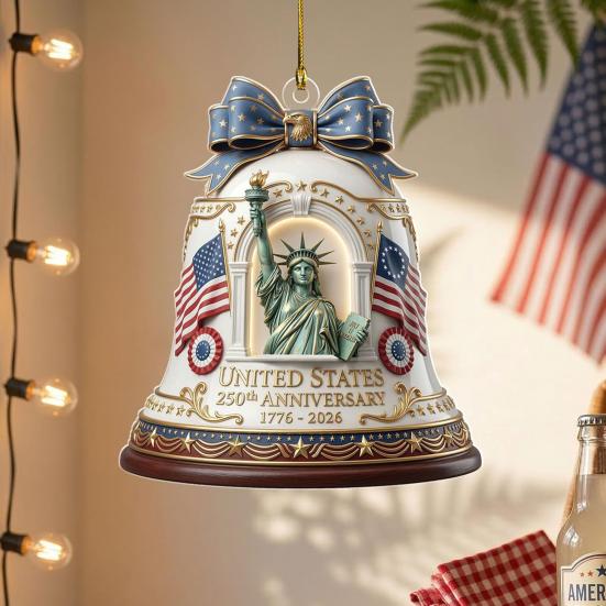 Yousheng 2D Acrylic America 250th Anniversary Ornament 250 Years Patriotic Hanging Decoration 1776-2026 Commemorative Gifts for 4th of July