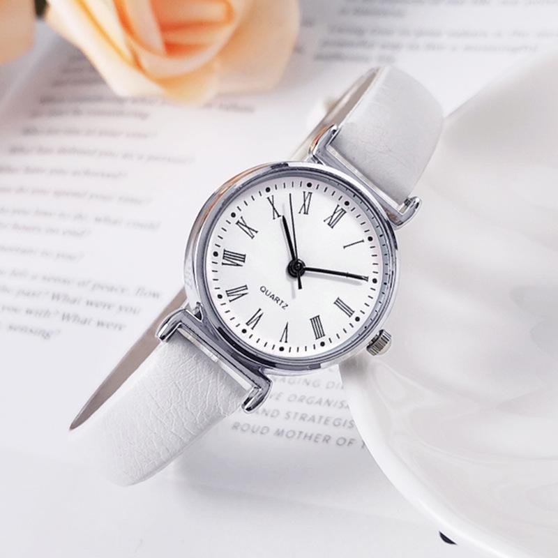 Women's Quartz Leather Strap Fashion Watch with Thin Band