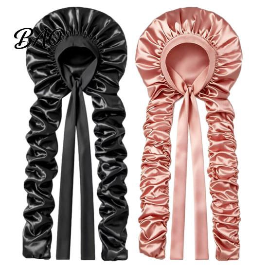 Cappello da Notte Antiscivolo Senza Calore per Arricciare i Capelli per Donne, Fascia Regolabile per Riccioli Confortevole, Cuffia in Raso, Doppio Strato per Dormire, Medio, Lungo