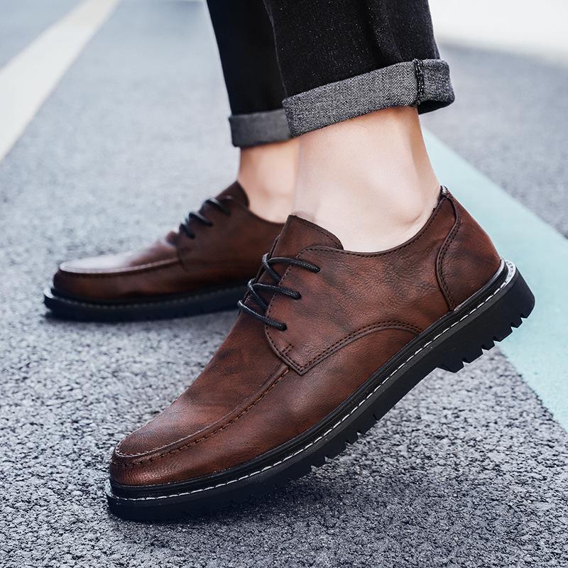 Lace-up New Versatile Men's Casual Shoes Spring British Trend Business Leather Shoes