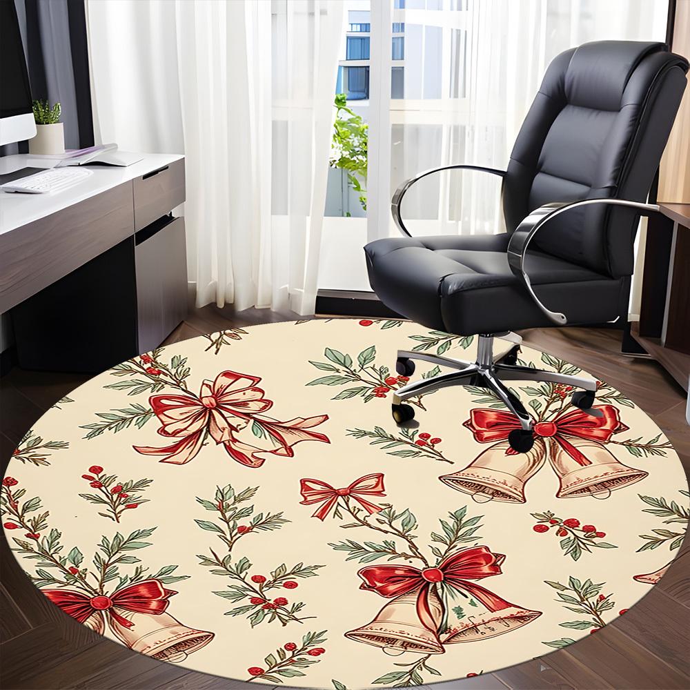 1pc Holiday BellsChair Carpet for Office, Indoor Non-Slip Washable Polyester Fiber Carpet, Mat For Office, Machine Washable