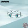 WOSTU Teufelsaugen-Ring aus 925er-Sterlingsilber für Damen, Größe 6–8, modisches Hochzeitsgeschenk, Ewigkeitsbänder, türkisfarbene Anillos
