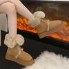 Women's fashion lightweight soft sole winter warm fur one snow boots padded lining non-slip casual sports cotton boots