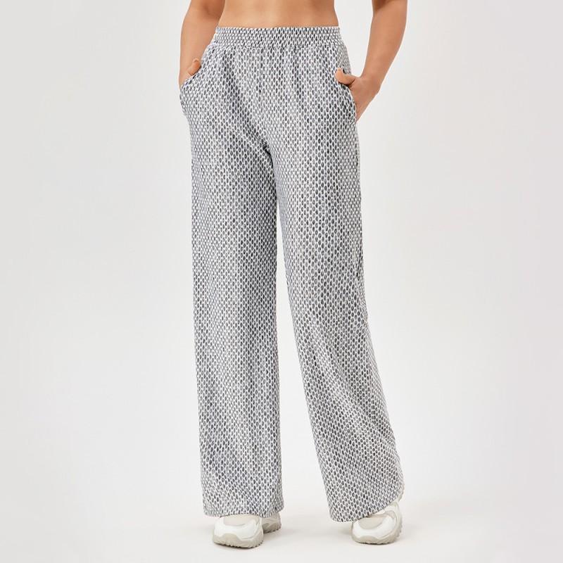 Womens Loose Straight Leg Athletic Pants Printed Stretch Running Fitness Casual