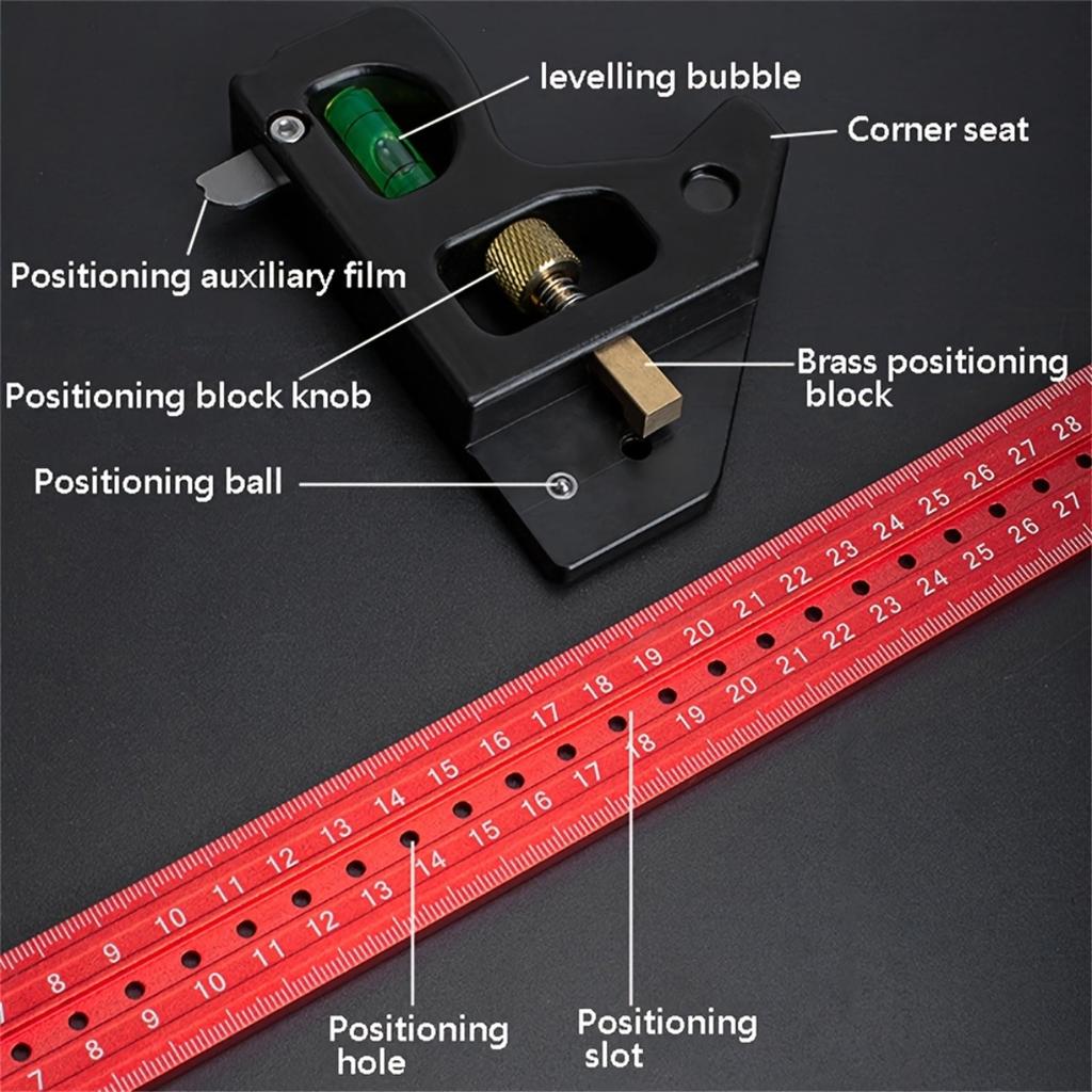 300/400mm Aluminum Alloy Multi-Functional Angle Ruler W/ Level Bubble, Ergonomic Handle for Accurate Carpentry Home Improvement