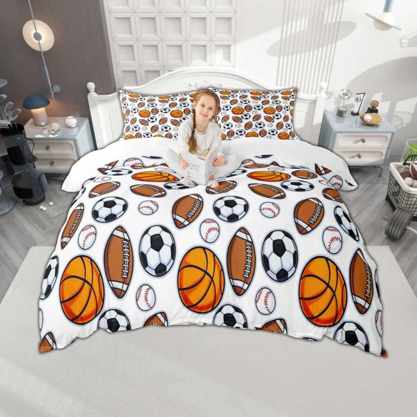 

Homewish Sports Duvet Cover Set for Kids Teens, Basketball Baseball Bedding Set, Rugby Hockey Quilt Cover Set DE XS 100x135cm 2pcs&set