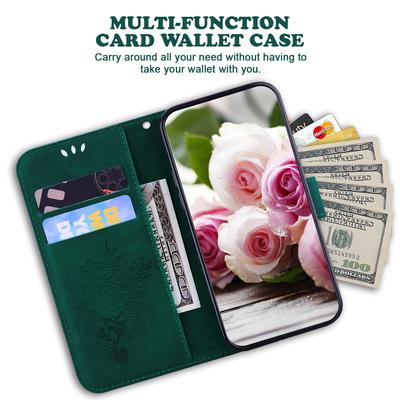 For Motorola Moto G04s 4G/E14 4G Wallet Case PU Leather Phone Cover Butterfly Flower Imprint