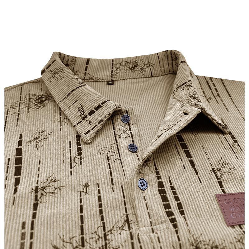 Men S Long Sleeve Turn Down Collar Jacquard Polo Style Casual Loose Pullover Sweatshirt