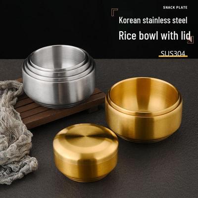 304 roostevaba terasest kahekihiline Korea riisi- ja supikauss kaanega lastele