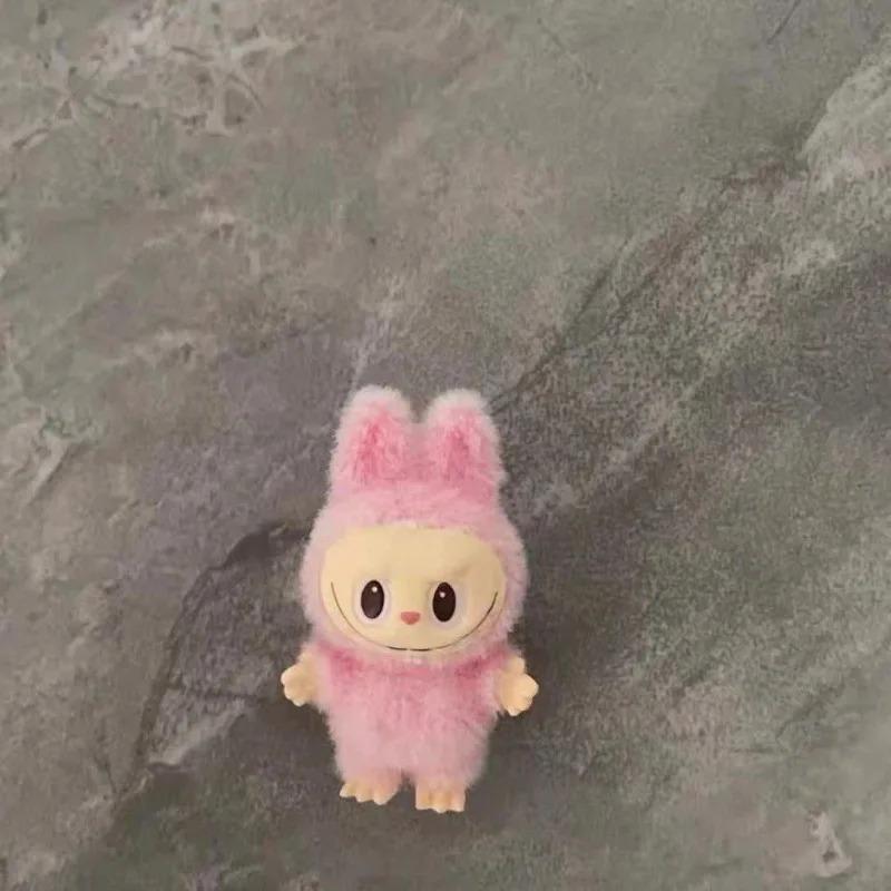 10pcs Mini Cute Labubu Doll Flocking Vinyl Kawaii Doll Pendant Accessories Ornament Desktop Decoration Collect Toy Children Gift